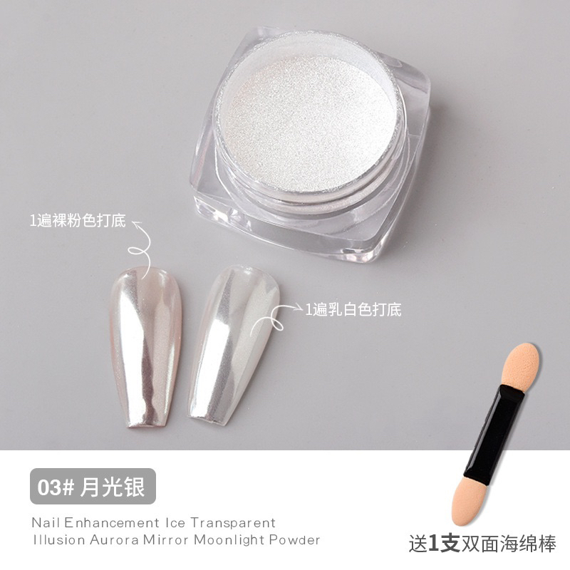 Hủ tráng gương trắng ánh trai trang trí móng tay