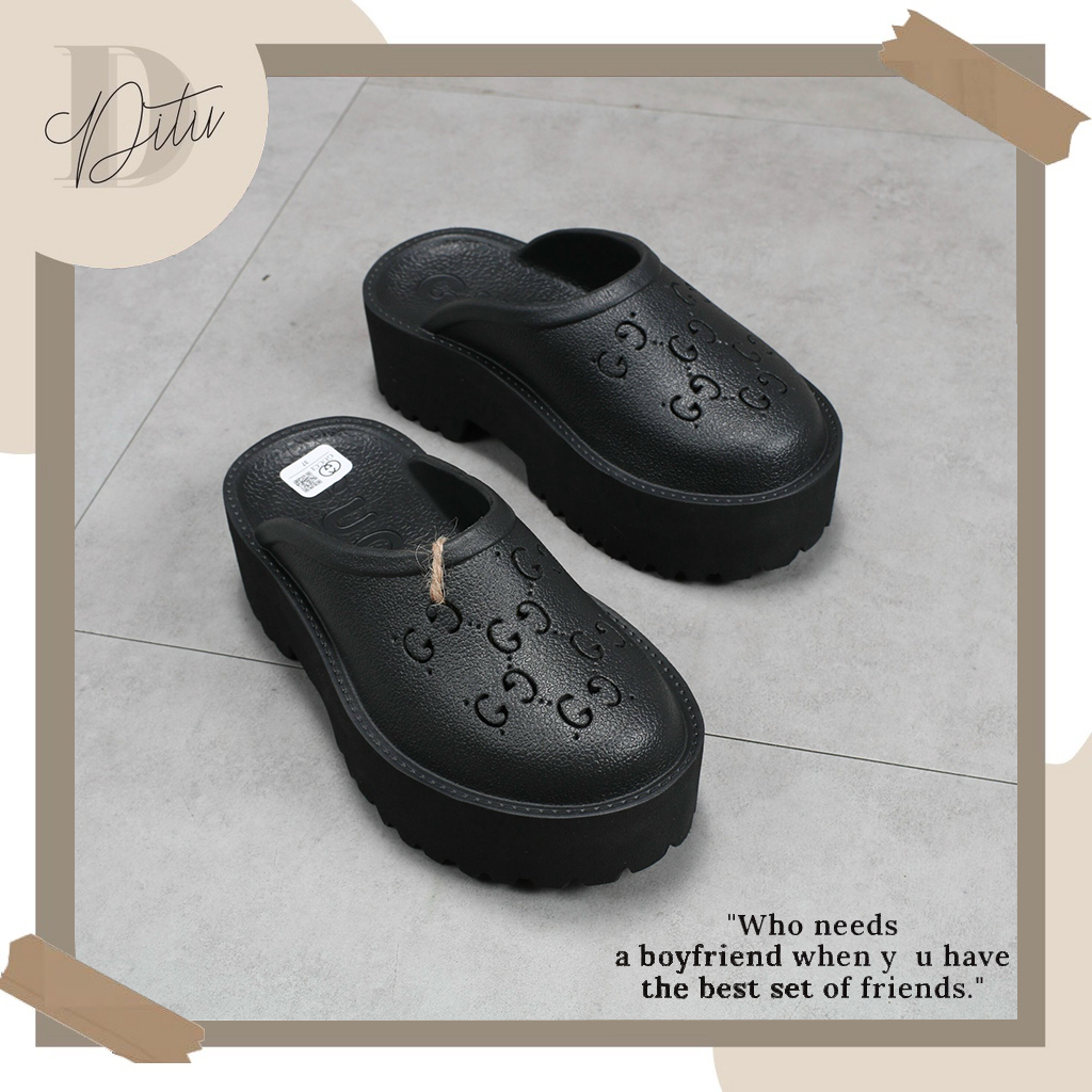 Sục Gucci Nữ, Sục GC Nữ Đạp Gót Đế Tăng Chiều Cao 5CM Thời Trang Hàng Cao Cấp Full Box