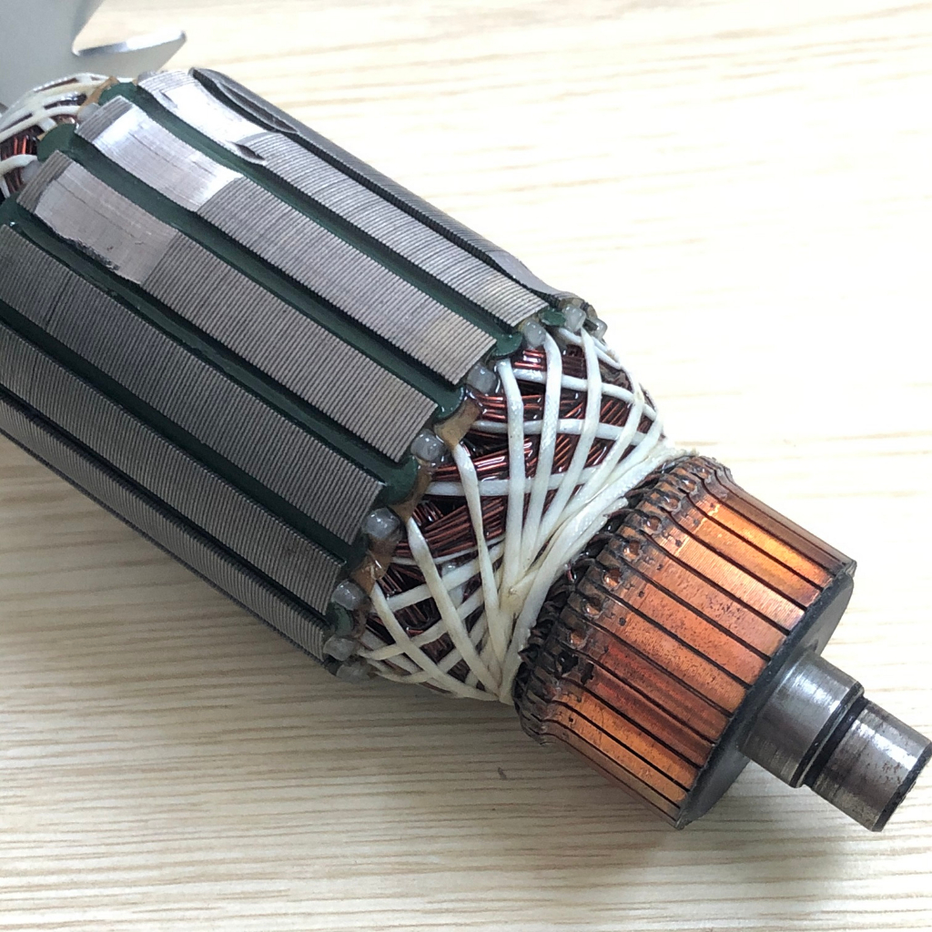 Rotor cắt sắt LG 8 răng dấu sắc Thân 54mm Dài 192mm bi đuôi 12mm dây đồng 220V - Tặng chổi than