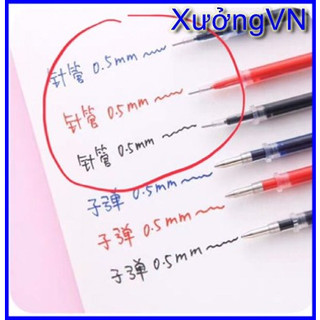 Combo 10 Ruột Bút Bi Nước Mực Gel ngòi 0.5mm mực đều nét chữ đẹp đủ màu xanh đen đỏ