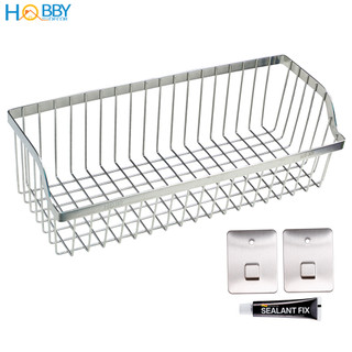 Kệ để gia vị rau củ dán tường Hobby home decor KTC inox 304 có keo dán