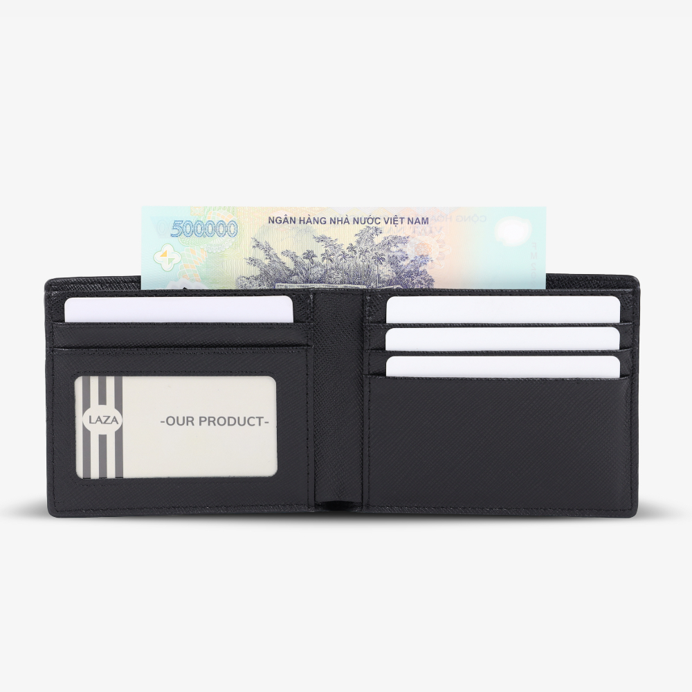 Ví nam da Saffiano nhập khẩu cao cấp LAZA Sardi Wallet 608 - Đựng 4,6 thẻ - Bảo hành chính hãng TRỌN ĐỜI(Full box)