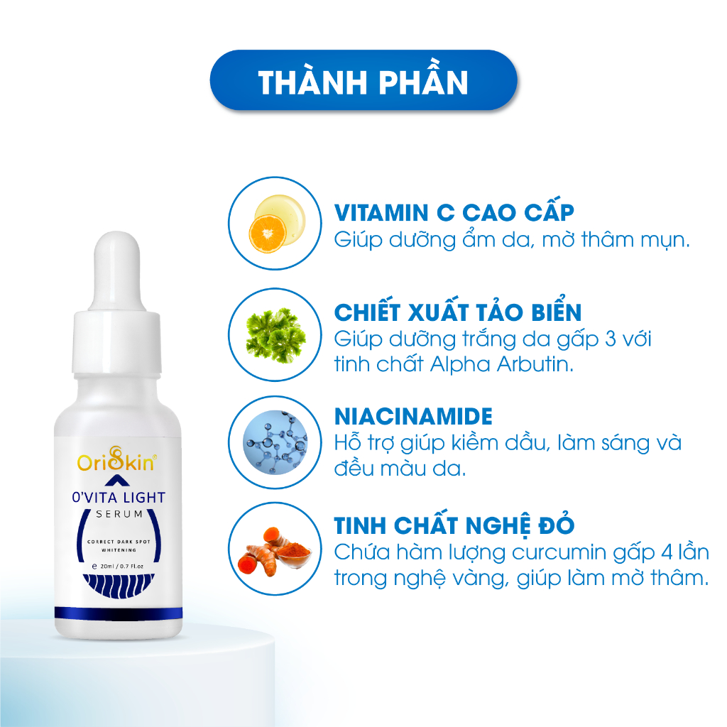 Serum trắng da mờ thâm se khít lỗ chân lông o’vita light Oriskin 10ml