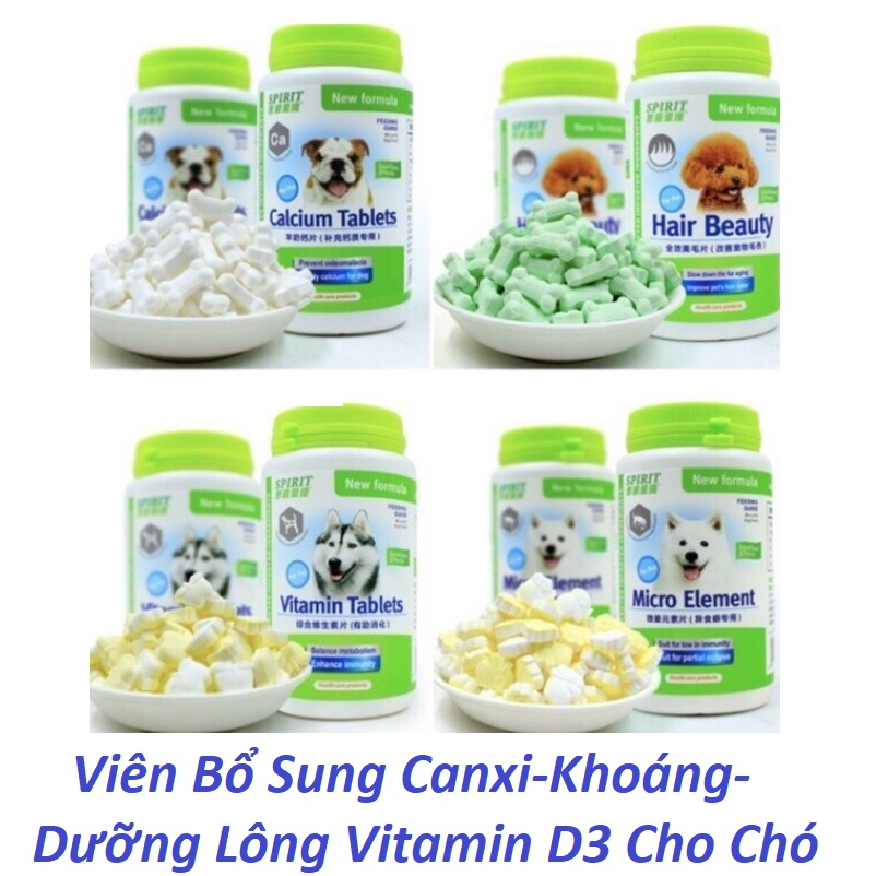 (Viên Lẻ) Viên Dưỡng Lông/ Bổ Sung Khoáng/ Canxi/ Vitamin D3 Cho Chó Calcium Tablets Spirit