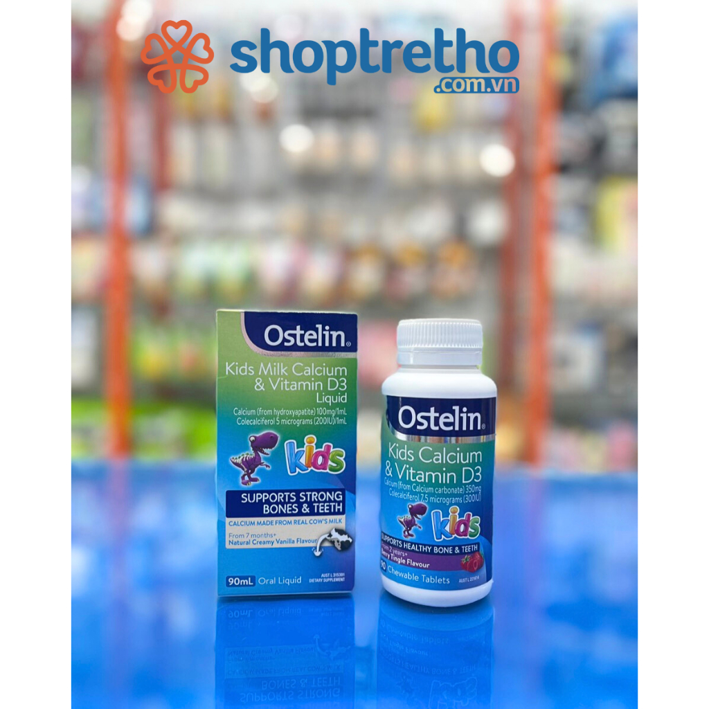 Bộ sản phẩm bổ sung canxi và vitamin D3 Ostelin Úc cho bé