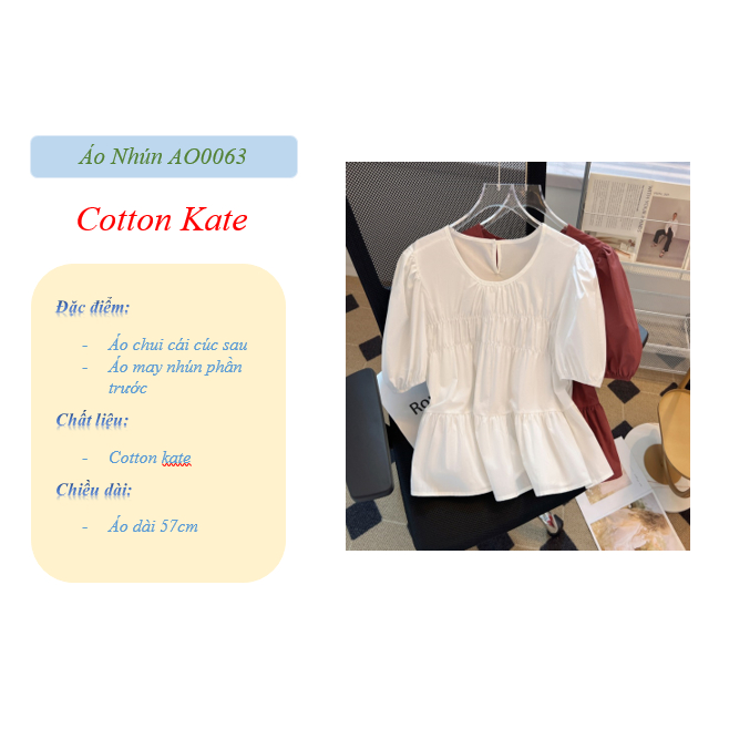 Áo Bigsize Nữ Mập Fashion Áo Kiểu Bigsize Nữ Áo Nhún Hai Màu From Dáng Che Khuyết Điểm, Thoải Mái, Dễ Phối AO0063