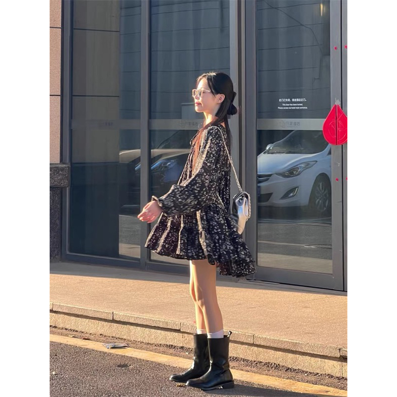 Đầm Babydoll Voan Hoa Nhí Tay Phồng Taobao Order