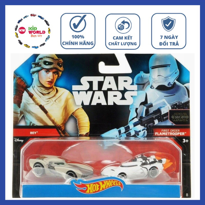 Xe mô hình Hot Wheels Star Wars Series 2 Pack Rey & Flametrooper DJM01.