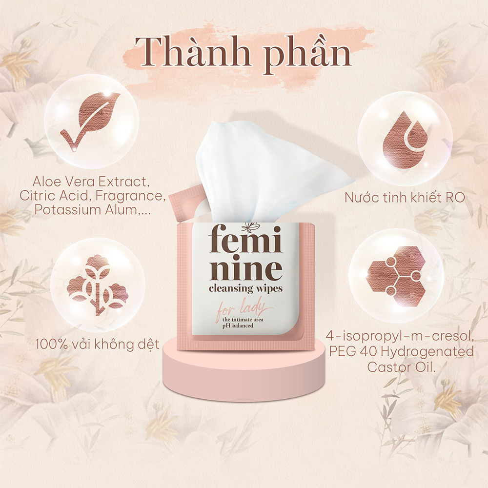 Hộp 20 túi khăn ướt phụ khoa 1 tờ tiện dụng