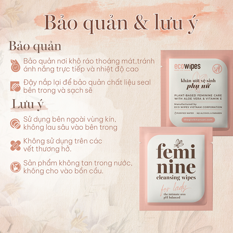 Hộp 20 túi khăn ướt phụ khoa 1 tờ tiện dụng