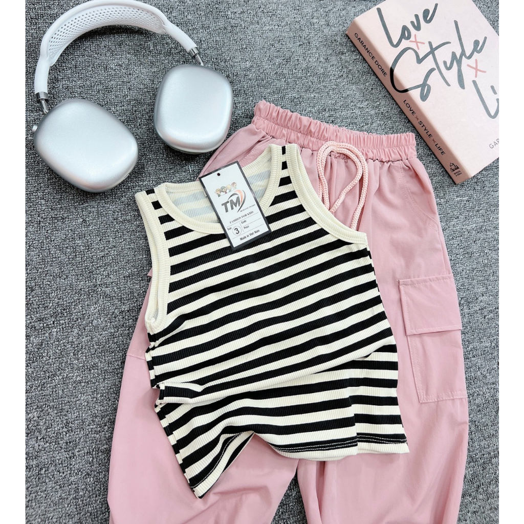 SET ÁO SỌC BA LỖ QUẦN DÀI TÚI HỘP BÉ GÁI SIZE 10-32KG