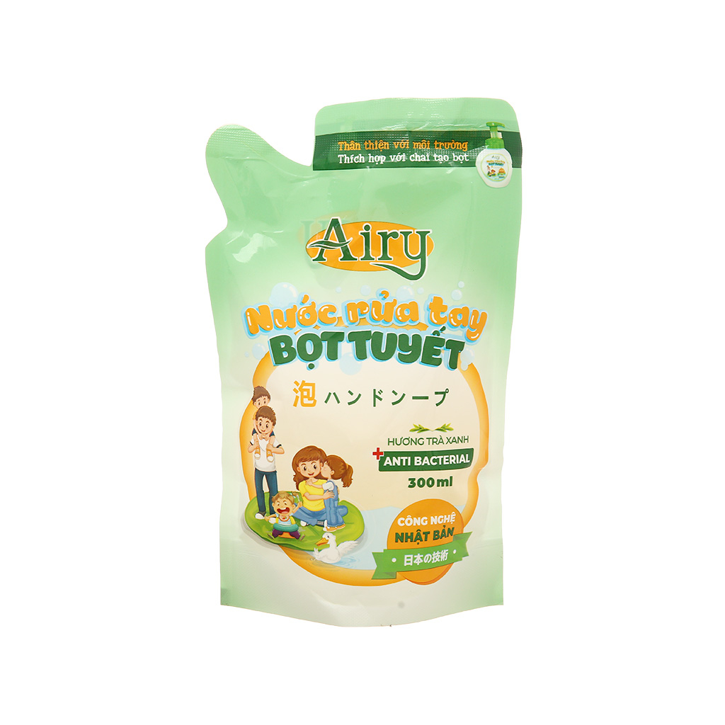 Nước rửa tay bọt tuyết Airy hương trà xanh túi 300ml