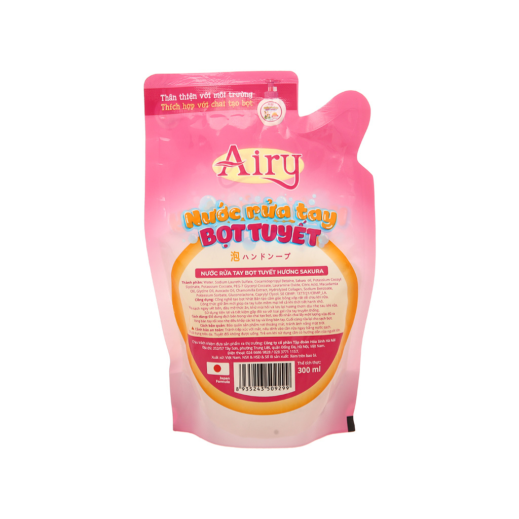 Nước rửa tay Airy hương Sakura túi 300ml