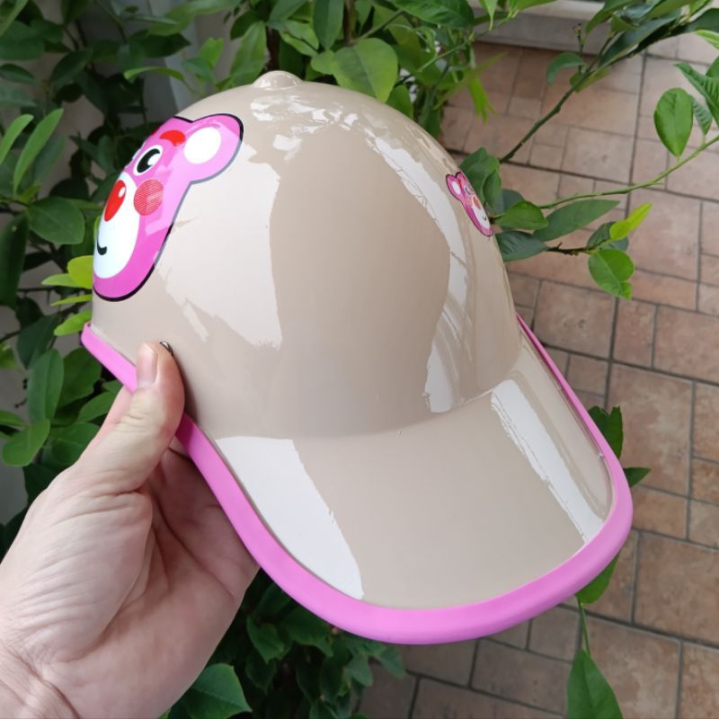 Mũ bảo hiểm lưỡi trai thể thao in hình gấu dễ thương cho nữ