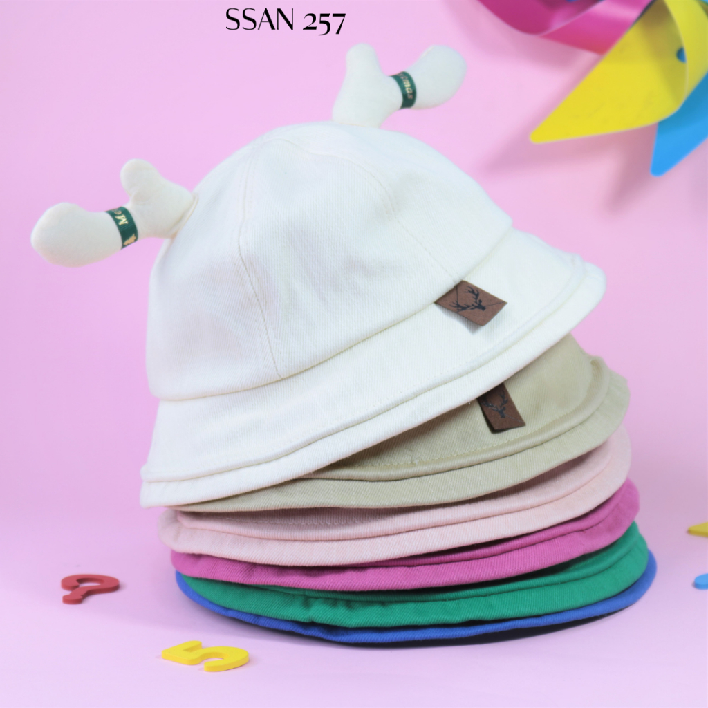 Mũ bucket TRƠN HƯU cho bé gái bé trai từ 4 đến 8 tuổi, Nón bo kaki dày dặn cao cấp dễ thương vòng đầu 52 cm