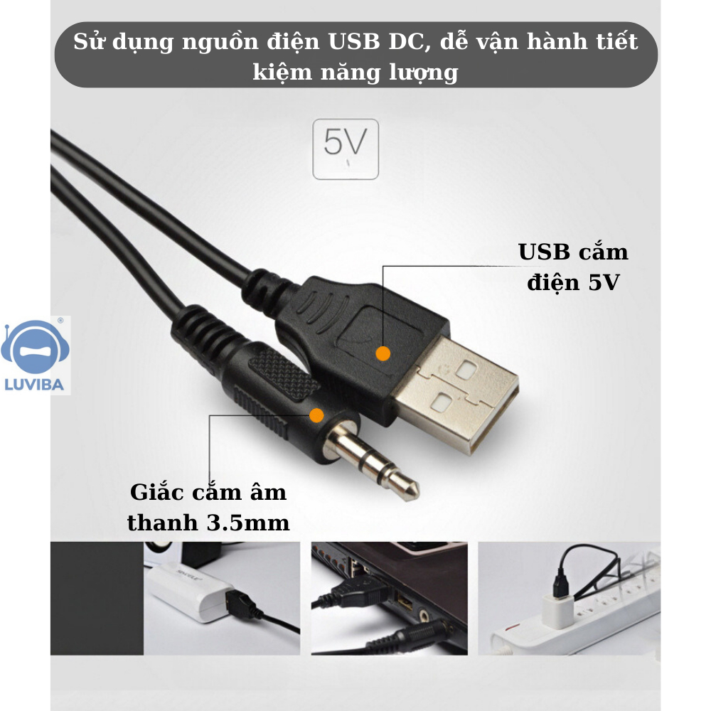 Loa máy tính vi tính mini laptop để bàn bass giá rẻ LUVIBA FT2048