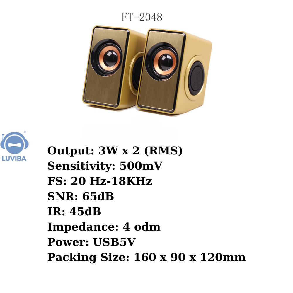 Loa máy tính vi tính mini laptop để bàn bass giá rẻ LUVIBA FT2048