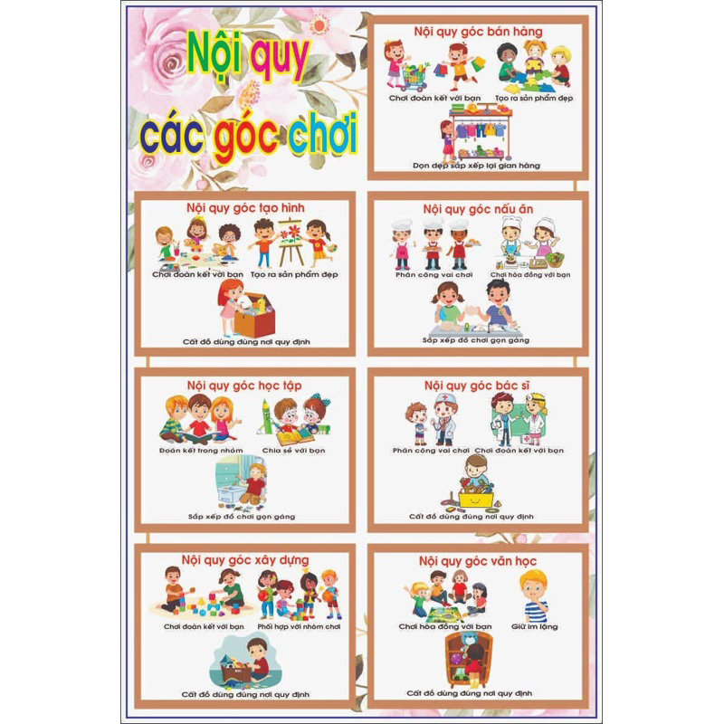 Nội quy góc chơi - Đề can mầm non - Trang trí mầm non