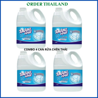 Combo 4 can Nước rửa chén Lipon chính hãng Thái lan can 3600ml