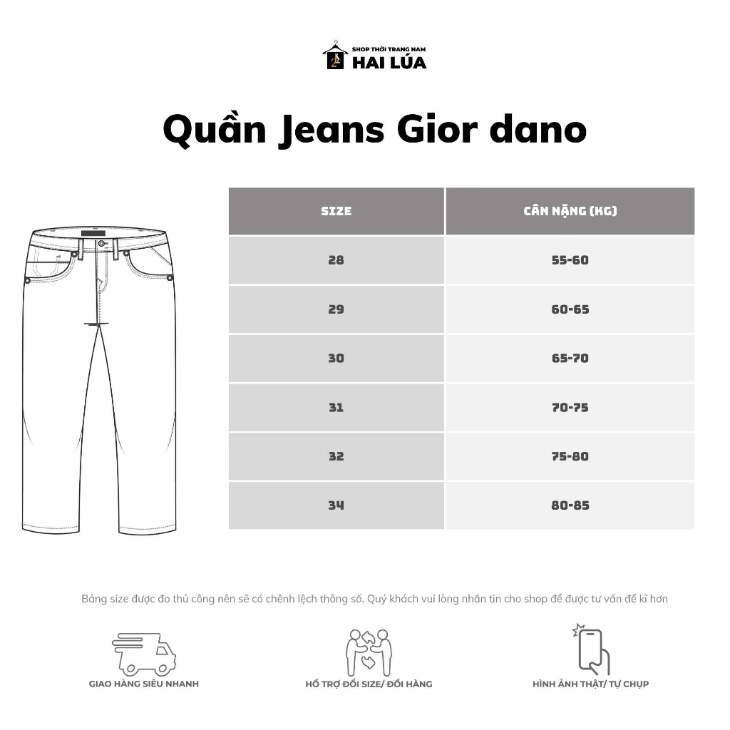 Quần Jean Dài Nam VNXK, Quần Jean Nam Xuất Dư GIOR.DAN.NO, Form Dáng Slimfit Có Size Từ 55kg-85kg