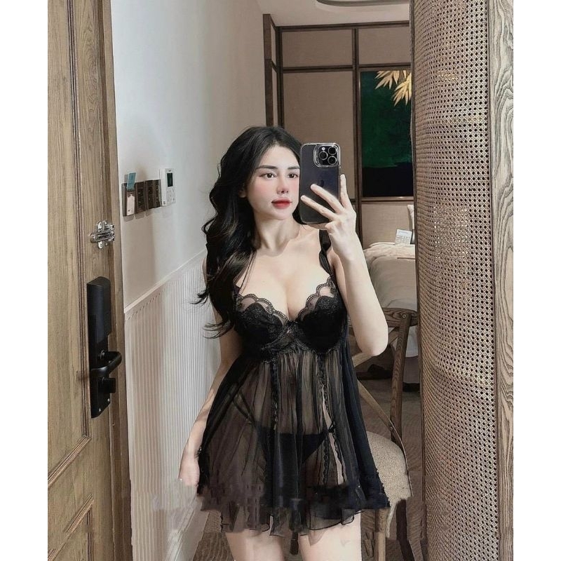 VÁY NGỦ CAO CẤP QUAI BÈO VOAN KÈM QUẦN CHIP V02