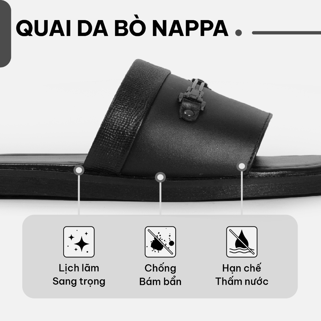 Dép da nam G2 Gaia kiểu quai ngang, Dép lê nam chất liệu da bò đế khâu cao cấp thích hợp đi làm, đi biển