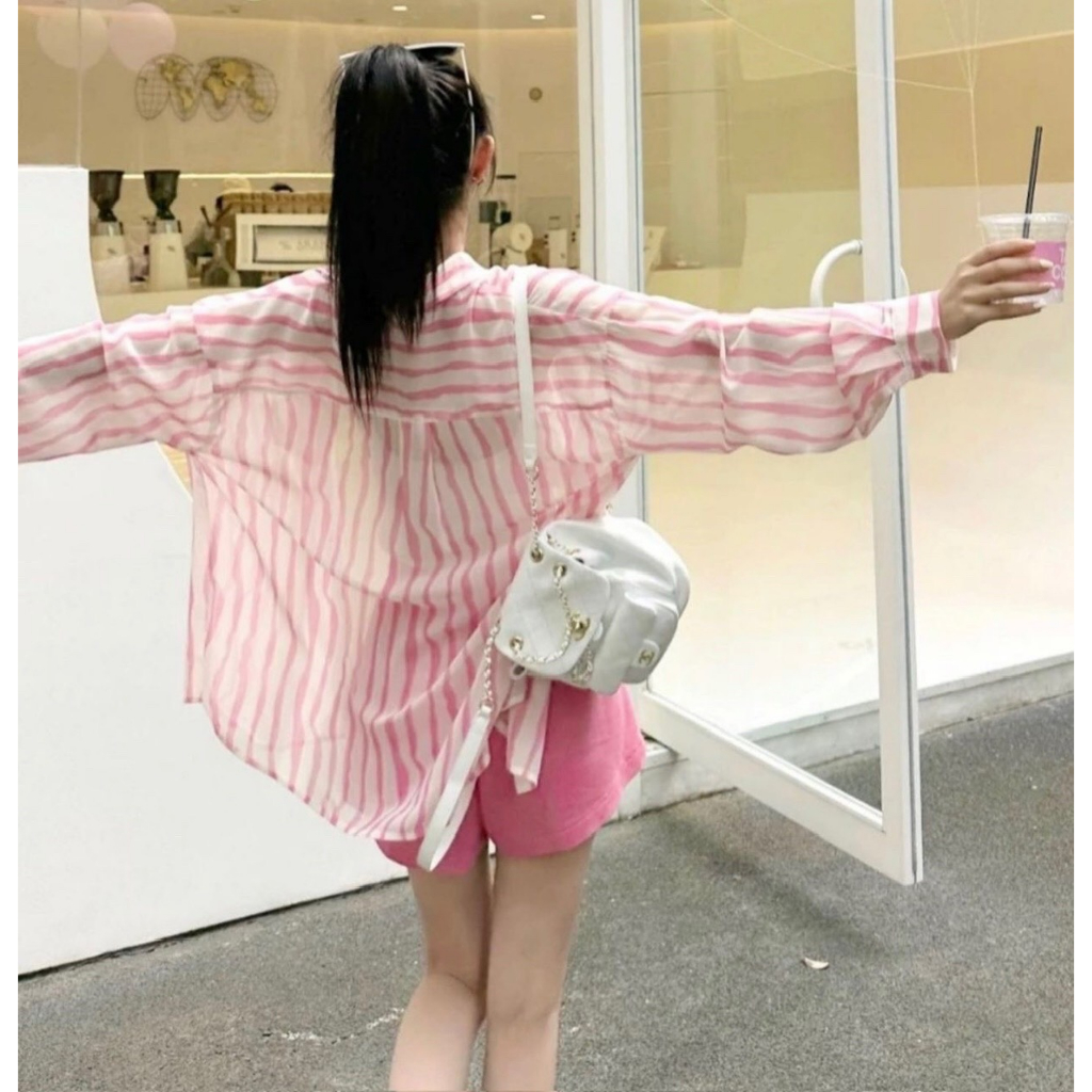 SET 3 MÓN SƠ MI KẺ SỌC HỒNG + CROP 2S TRẮNG +  SHORT 💕