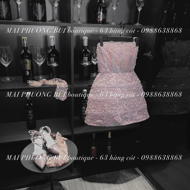 ẢNH THẬT - Váy ren thiết kế đính hột mai phương bùi tag mac check code