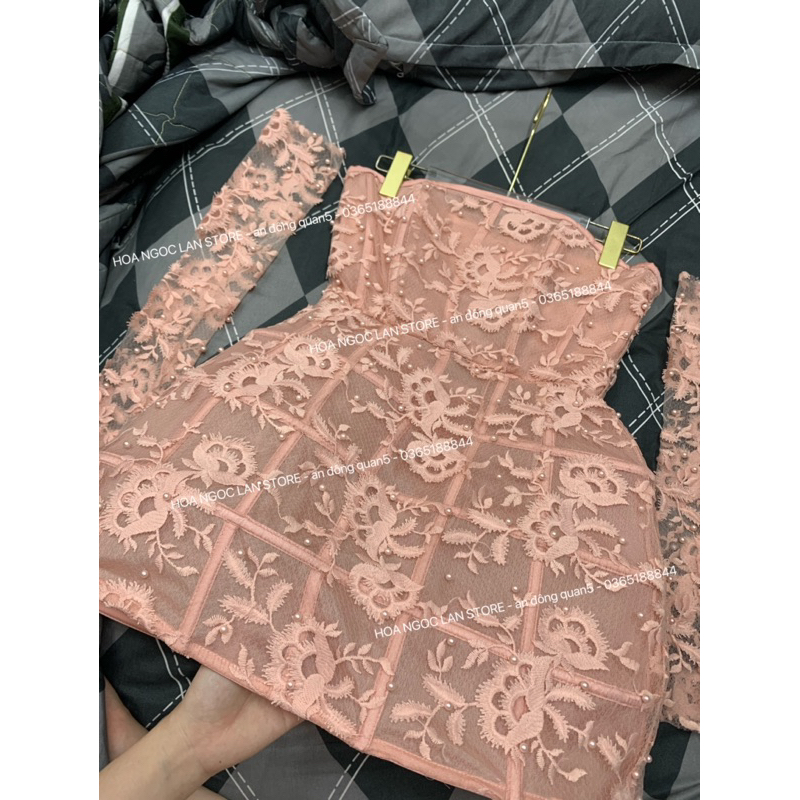 ẢNH THẬT - Váy ren thiết kế đính hột mai phương bùi tag mac check code