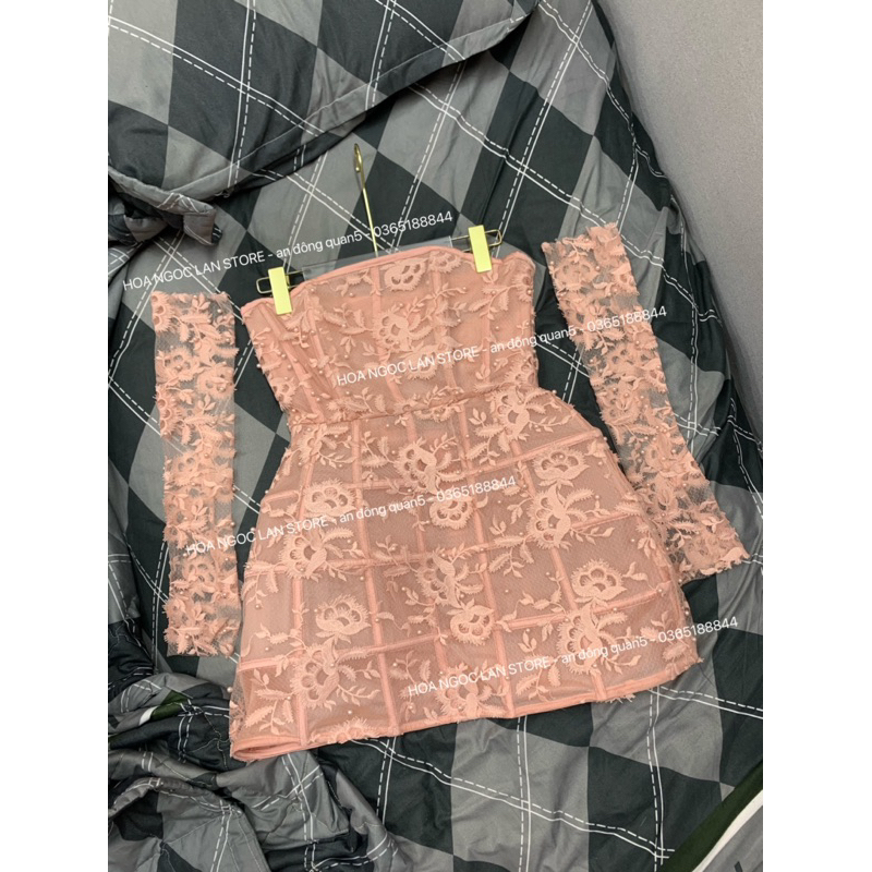 ẢNH THẬT - Váy ren thiết kế đính hột mai phương bùi tag mac check code