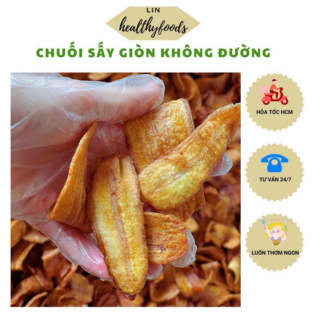 1Kg Chuối Sấy Giòn Không Đường, Ăn Kiêng, Ngọt Tự Nhiên Không Chất Bảo Quản