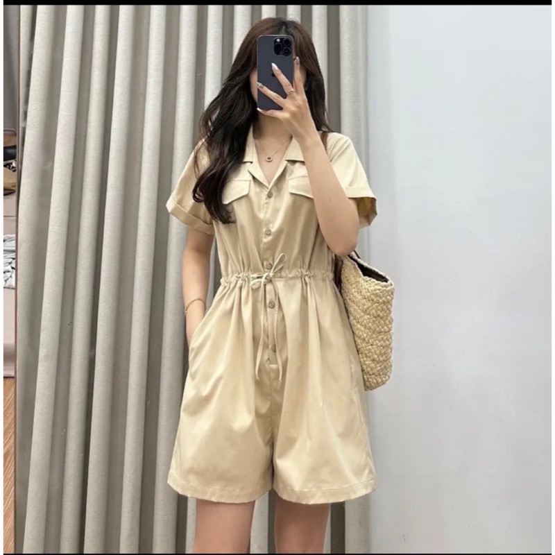 Jum sơ mi túi hộp năng động trẻ trung kem be rêu đen