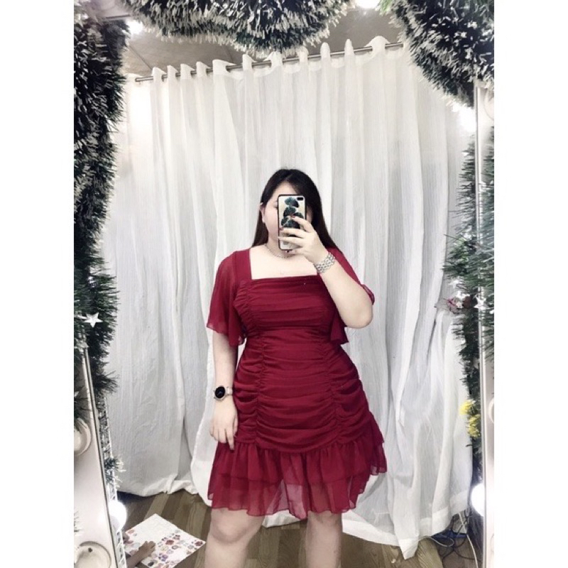 💥sỉ💥Váy đỏ nhún BIGSIZE (kèm quần rời)60-90kg
