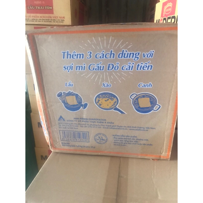 Thùng Mì Gấu Đỏ gà sợi phở, Tôm chua cay Các Loại