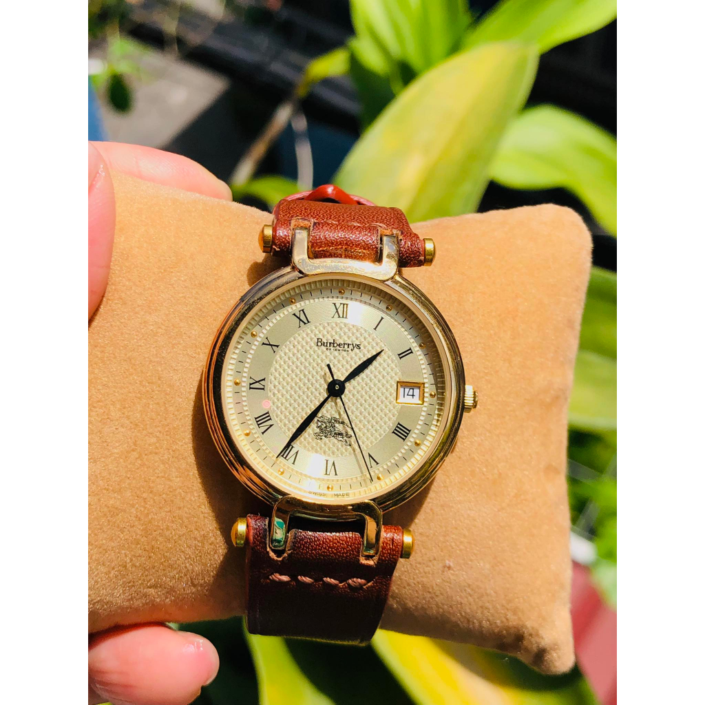 Đồng hồ unisex hiệu Bur.berry, dây da thật, đã qua sử dụng