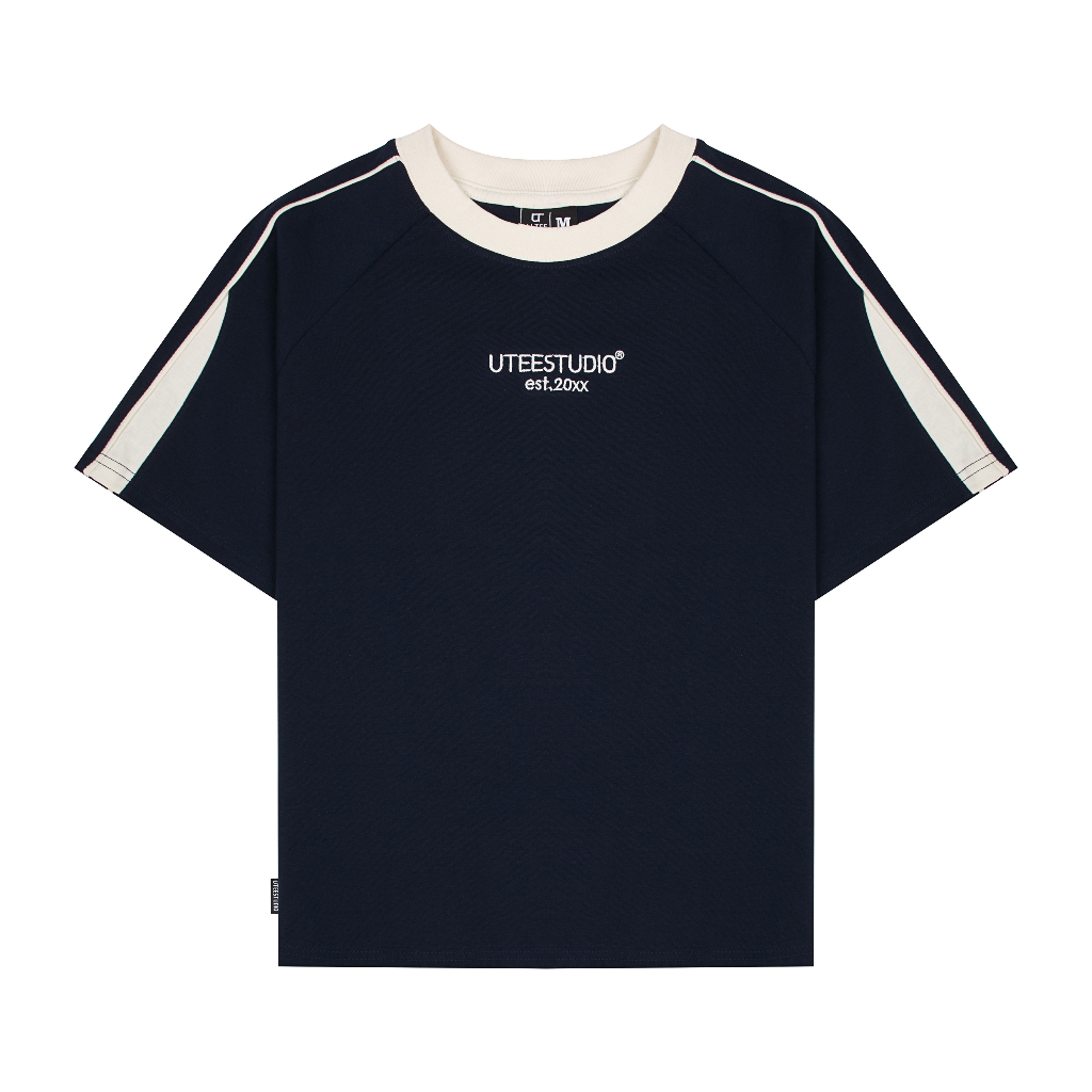 Áo Thun RINGER BOXY Xanh Navy Đơn Giản Thêu UTEESTUDIO Form Unisex Chất Liệu 100% Cotton Co Giãn 2 Chiều Cho Nam Và Nữ