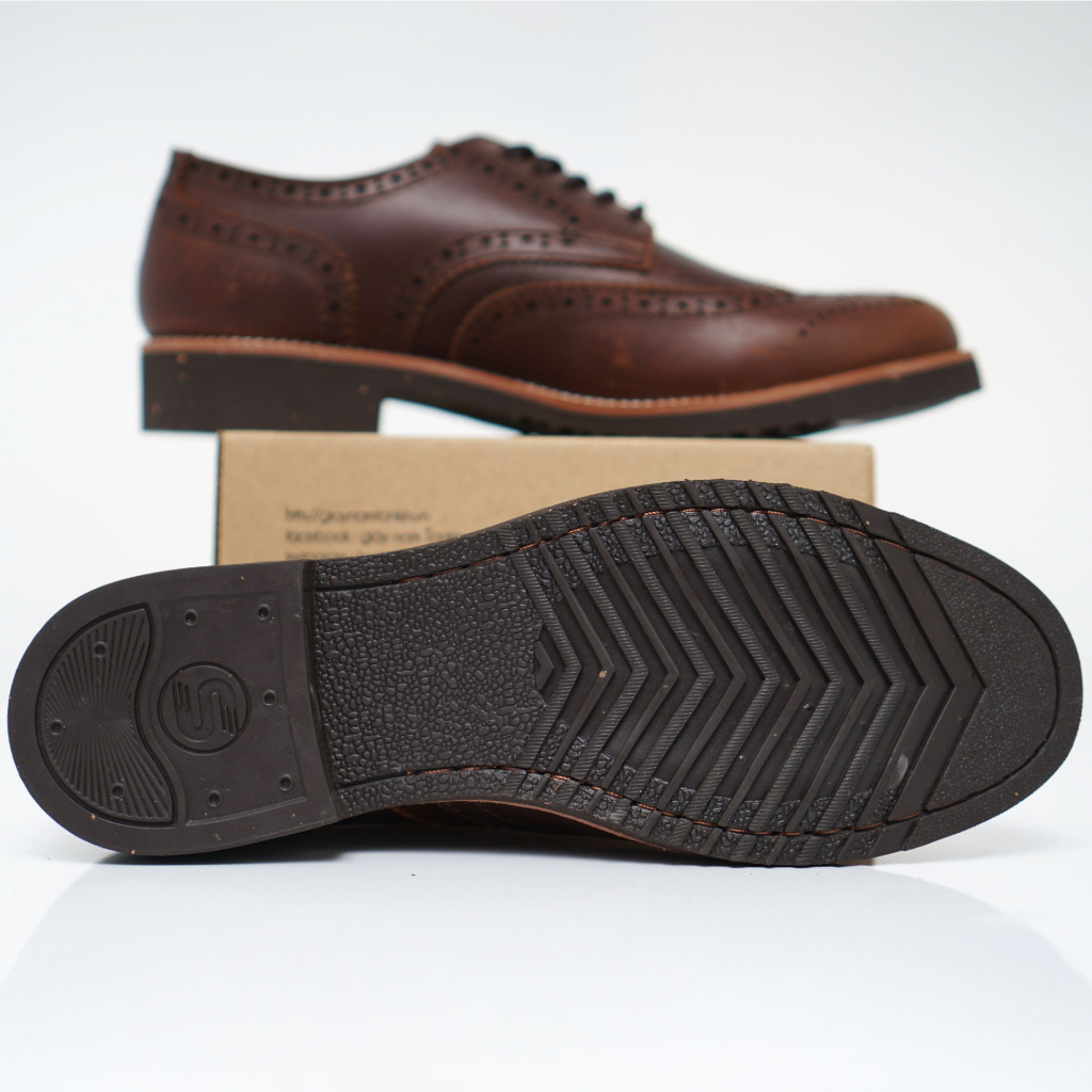 Giày Derby BROGUE da sáp, giày tây thanh lịch Vintage thương hiệu TONKIN