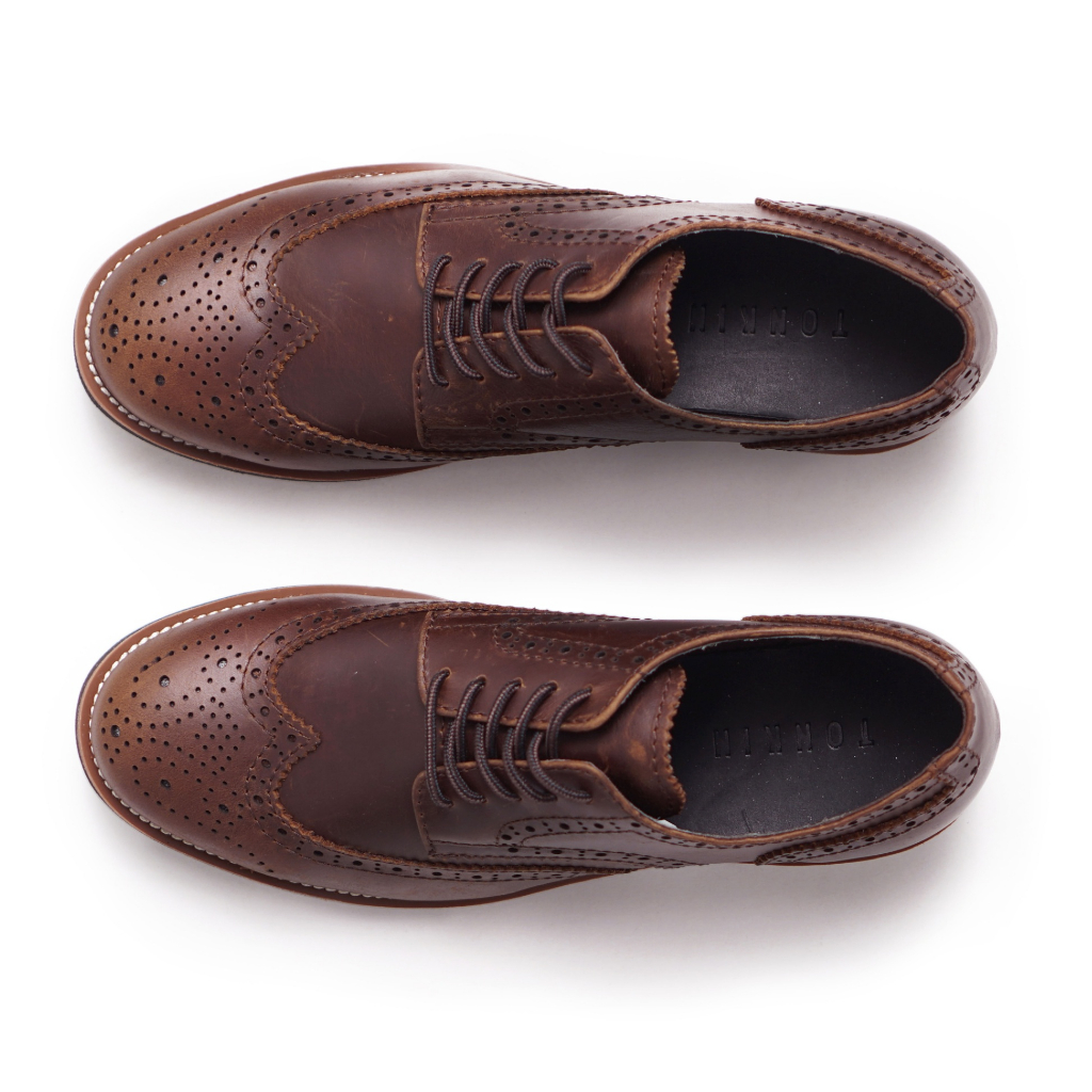 Giày Derby BROGUE da sáp, giày tây thanh lịch Vintage thương hiệu TONKIN