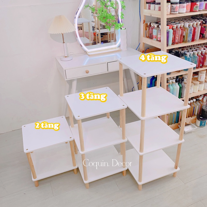 Tab Đầu Giường - Kệ Gỗ Lắp Ráp 2-3-4-5 Tầng Phong Cách Hàn Quốc Tối Giản | Coquin Decor