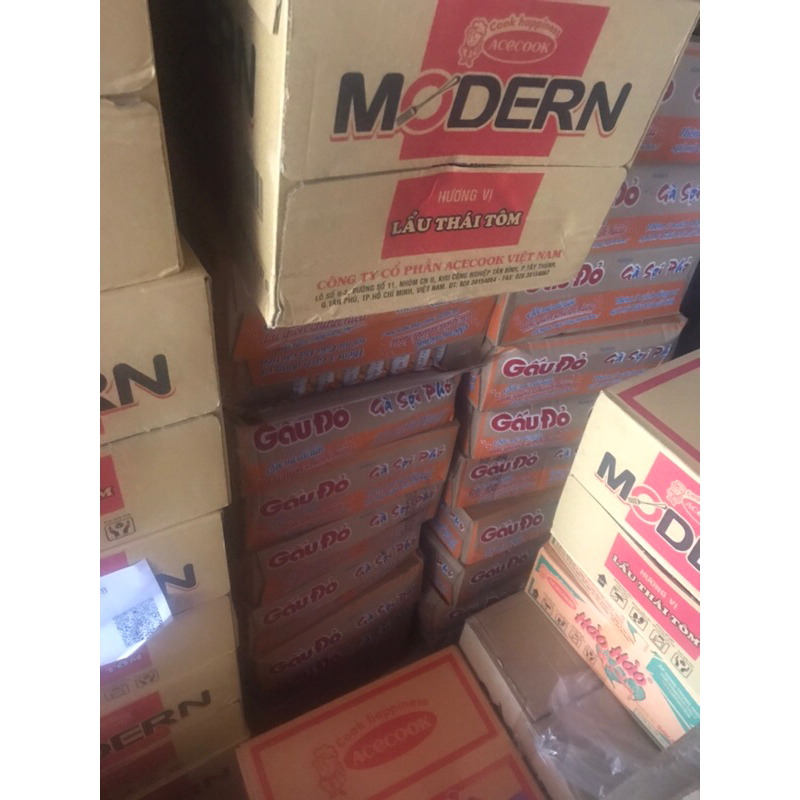 Thùng Mì Gấu Đỏ gà sợi phở, Tôm chua cay Các Loại