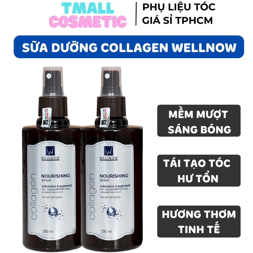 Sữa xịt dưỡng tóc Wellnow Collagen 250ml phục hồi tóc hư tổn siêu mềm mượt hương nước hoa | TMALL COSMETIC