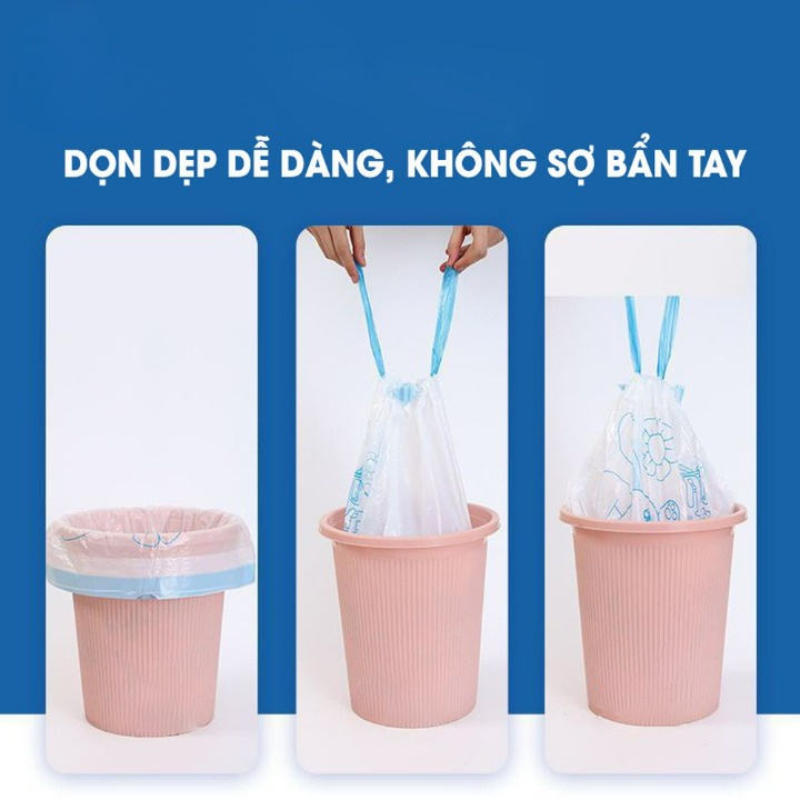 Túi Đựng Rác Có Dây Kéo Loại Siêu Dày Dai Chắc Chắn, Túi Đựng Rác - 1 cuộn 100 túi