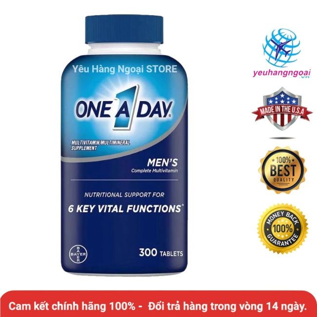 Vitamin tổng hợp dành cho Nam dưới 50 tuổi One A Day Mens Health Formula 300 Viên của Mỹ.