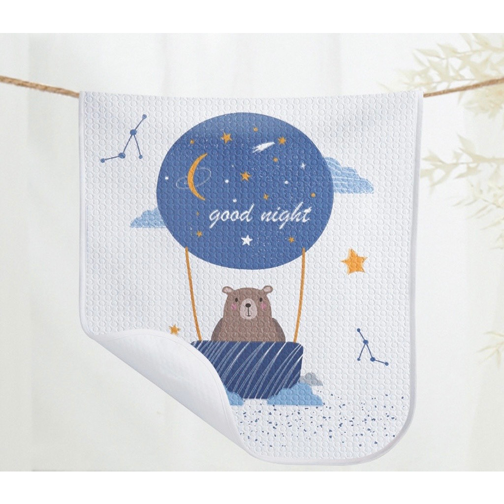 Tấm lót chống thấm cho bé 4 lớp, thoáng khí, có thể giặt được size 50x70 và 80x100cm.