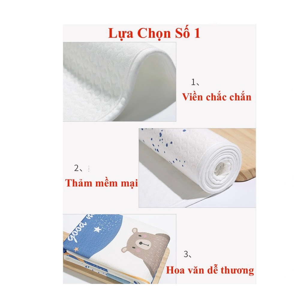 Tấm lót chống thấm cho bé 4 lớp, thoáng khí, có thể giặt được size 50x70 và 80x100cm.