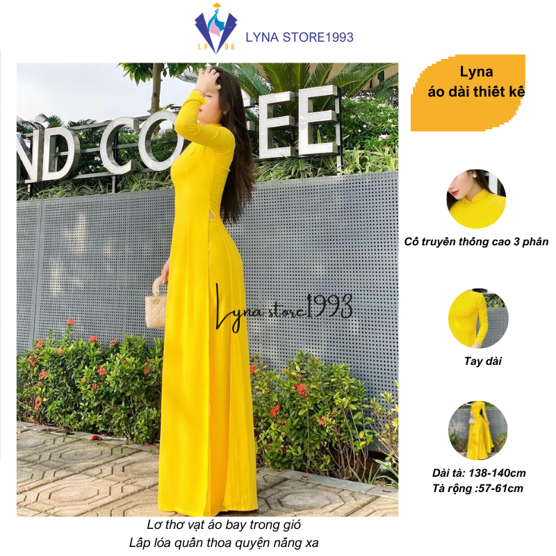 Áo dài màu vàng, áo dài 4 tà chifrron vàng siêu đẹp, rủ tà và tôn dáng