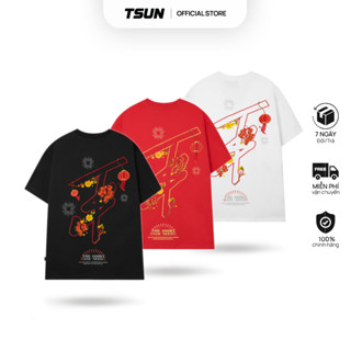 Áo Thun 2023 TSUN CungHyPhatTai - Thêu - [UNISEX] - Đỏ/Trắng/Đen