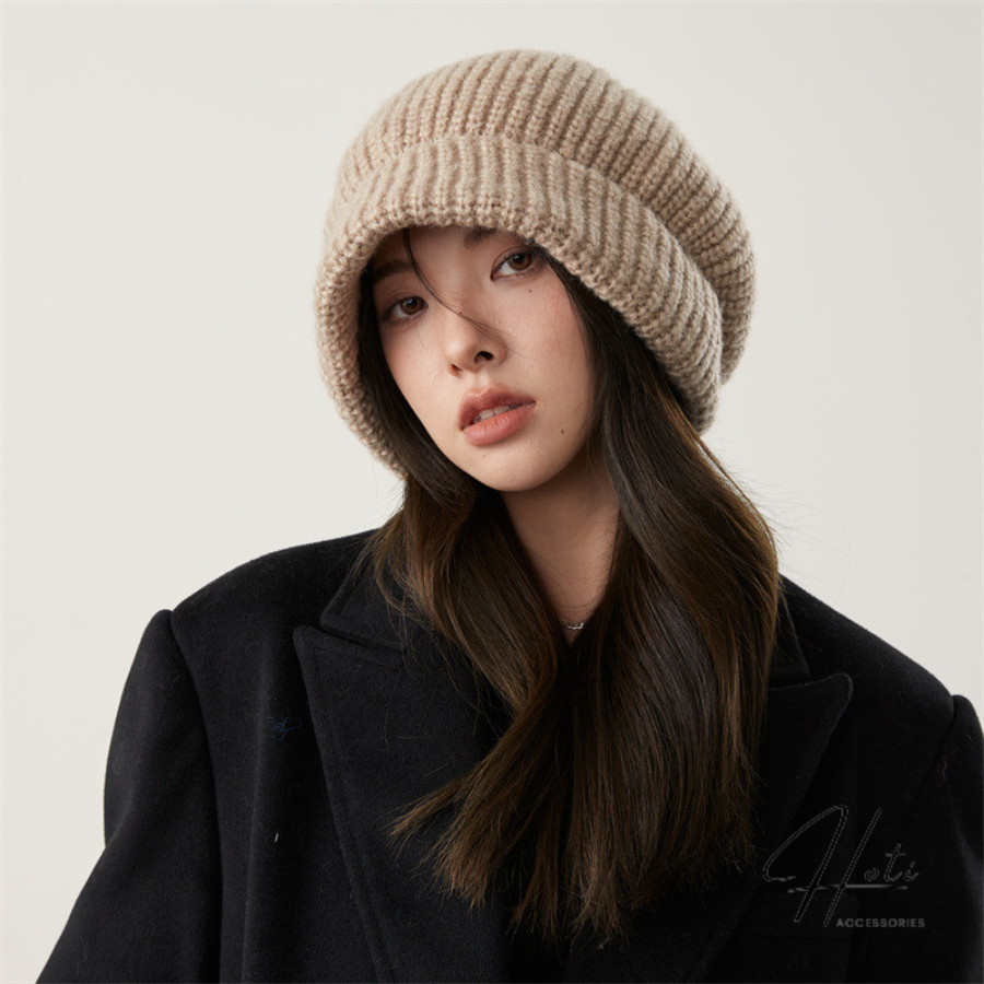 Mũ Len Nam Và Nữ, Nón Vành Đan Len Oversize Thời Trang Thu Đông Phong Cách Ullzang - NL015 - HOTIVN