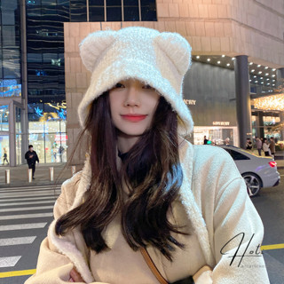 Mũ Len Dày Dặn Unisex, Nón Lông Giữ Ấm Tai Gấu Dễ Thương Phong Cách Hàn Quốc - NL016 - HOTIVN