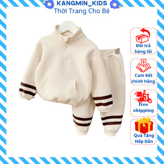 Bộ nỉ bông cho bé NK01.Bộ nỉ bé trai,quần áo trẻ em chất nỉ cổ khóa giữa cho bé trai/bé gái  từ 6-27kg Kangminkids